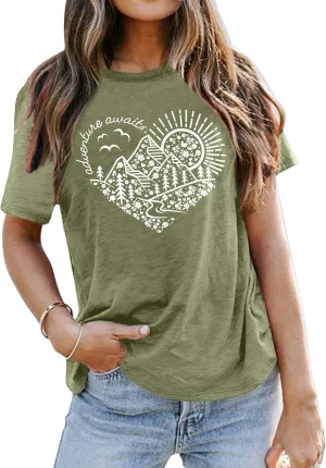 Adventure Tshirt Women Mountain Shirts Hiking Graphic Tees Summer Outdoor Casual Vacation Tops