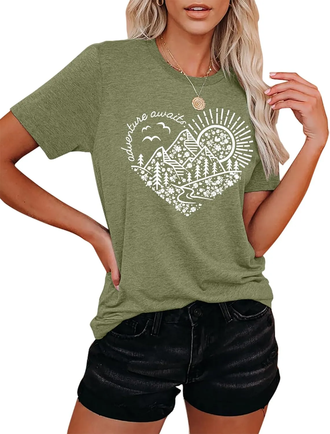 Adventure Tshirt Women Mountain Shirts Hiking Graphic Tees Summer Outdoor Casual Vacation Tops