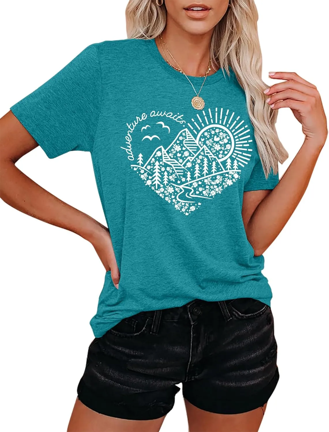 Adventure Tshirt Women Mountain Shirts Hiking Graphic Tees Summer Outdoor Casual Vacation Tops