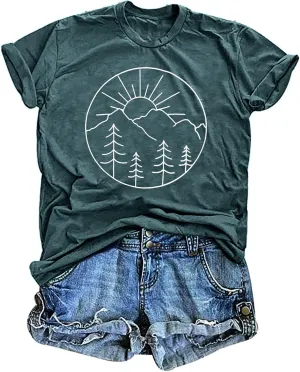 Adventure Tshirt Women Mountain Shirts Hiking Graphic Tees Summer Outdoor Casual Vacation Tops