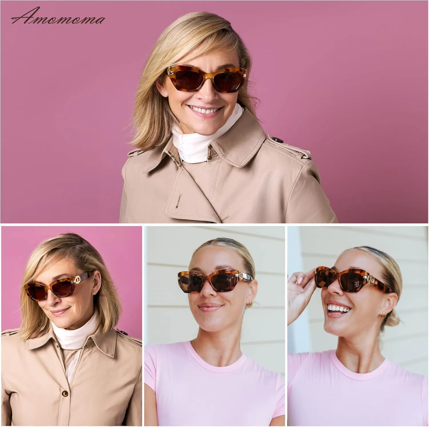 AMOMOMA Retro Cat Eye Sunglasses for Women Vintage Trendy Classic 90s Style Polarized Sun Glasses Shades AM6634