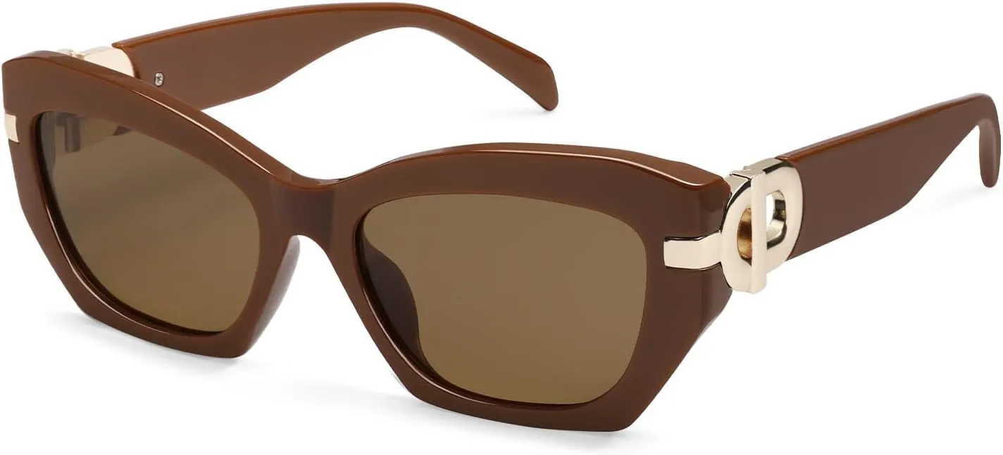 AMOMOMA Retro Cat Eye Sunglasses for Women Vintage Trendy Classic 90s Style Polarized Sun Glasses Shades AM6634