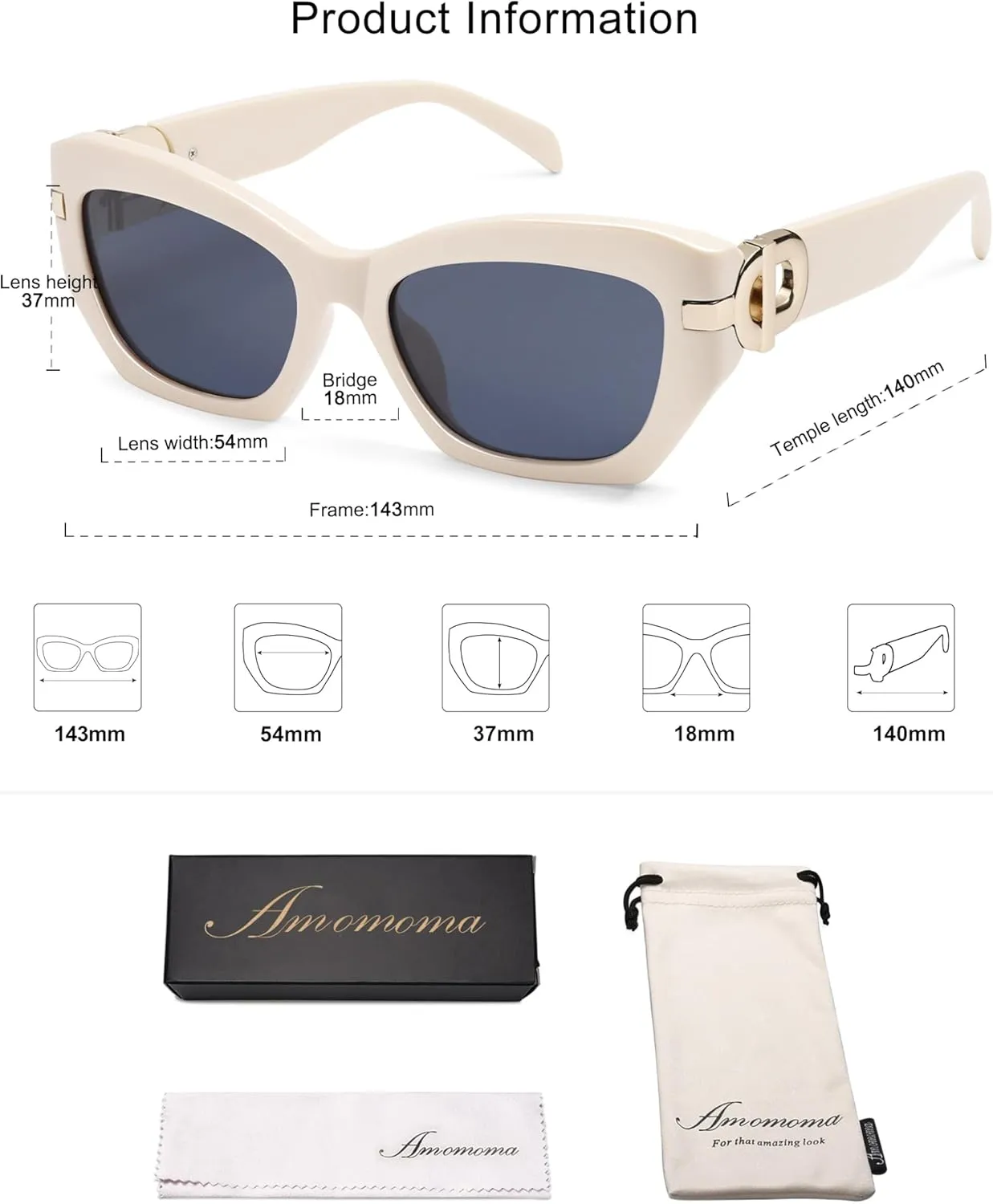 AMOMOMA Retro Cat Eye Sunglasses for Women Vintage Trendy Classic 90s Style Polarized Sun Glasses Shades AM6634