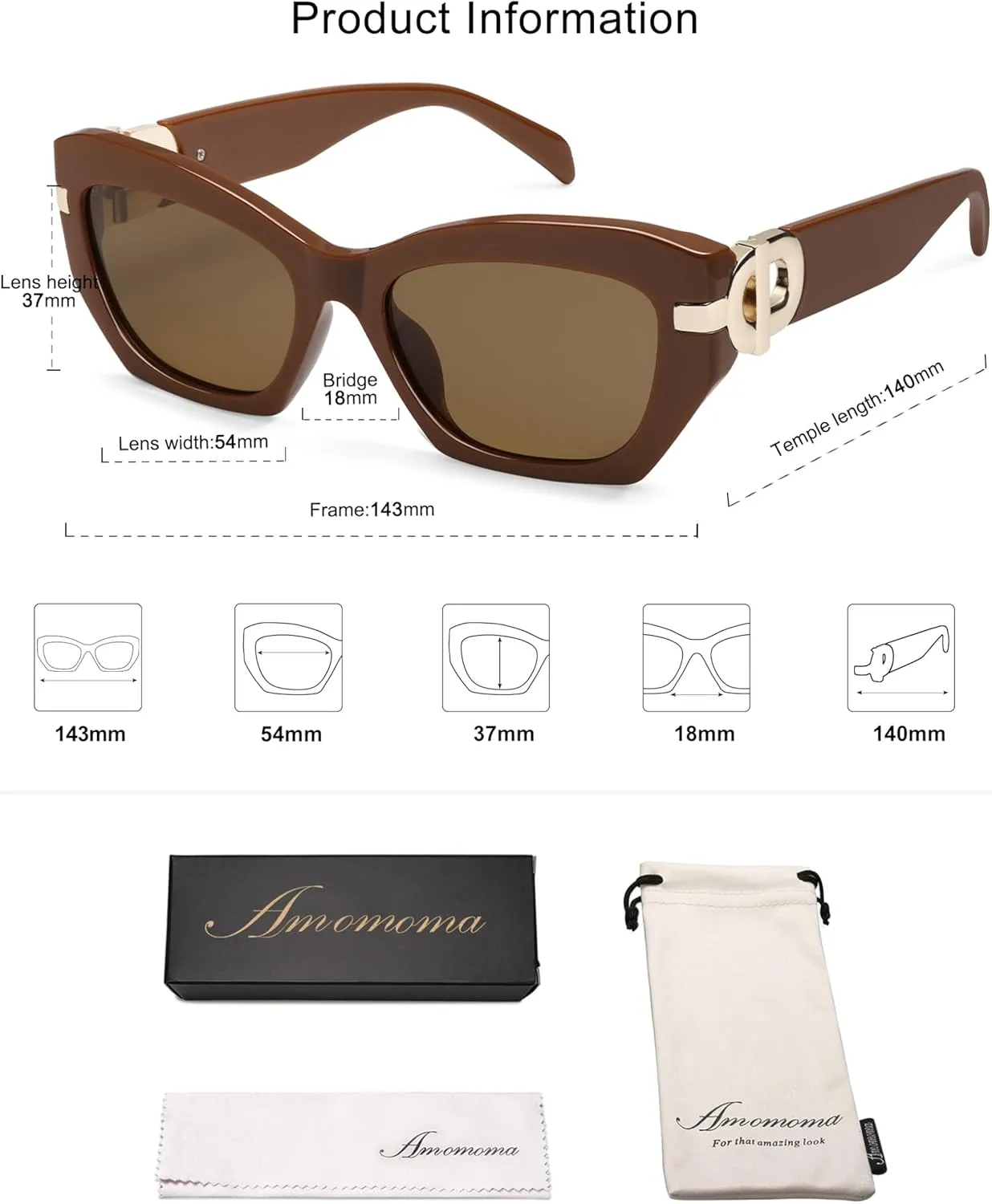 AMOMOMA Retro Cat Eye Sunglasses for Women Vintage Trendy Classic 90s Style Polarized Sun Glasses Shades AM6634