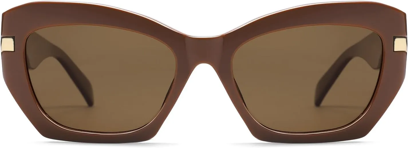 AMOMOMA Retro Cat Eye Sunglasses for Women Vintage Trendy Classic 90s Style Polarized Sun Glasses Shades AM6634