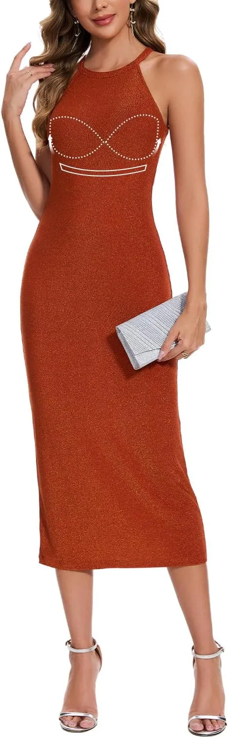 ANYFITTING Women's Built in Bra Bodycon Sparkly Holidady Formal Dresses for Date Night