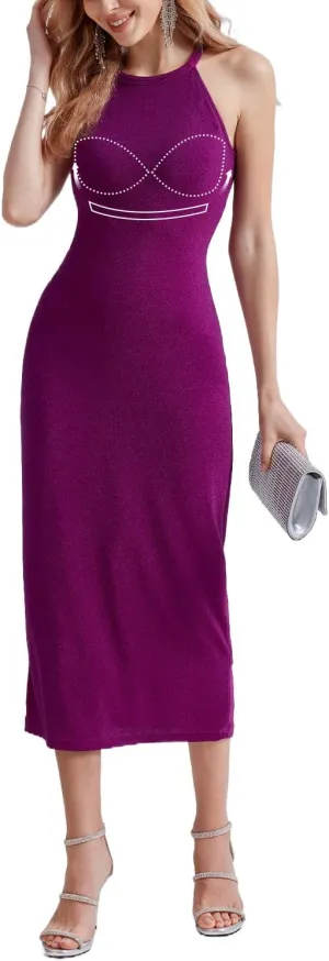 ANYFITTING Women's Built in Bra Bodycon Sparkly Holidady Formal Dresses for Date Night