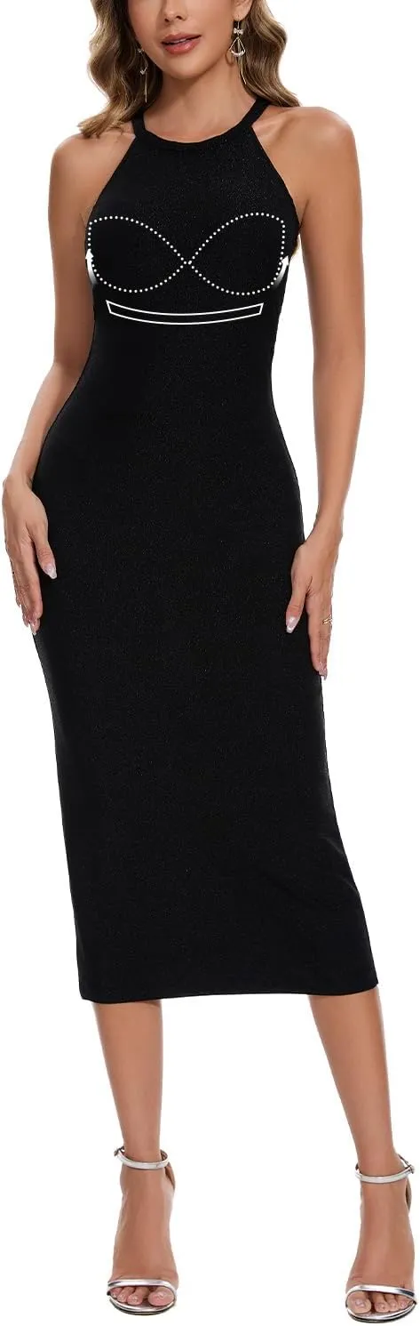 ANYFITTING Women's Built in Bra Bodycon Sparkly Holidady Formal Dresses for Date Night