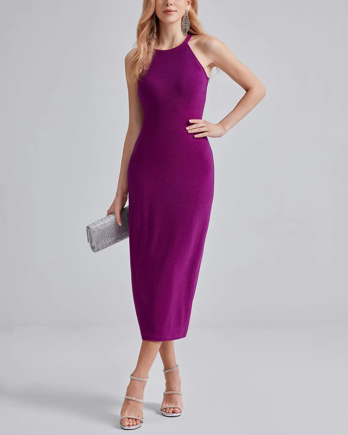 ANYFITTING Women's Built in Bra Bodycon Sparkly Holidady Formal Dresses for Date Night
