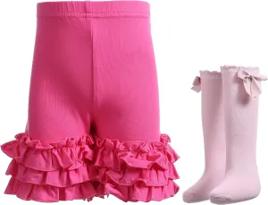 Ashken Baby Toddler Girls Ruffles Shorts Little Girls Cotton Pants 3 Months-6T