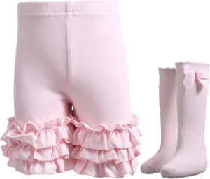 Ashken Baby Toddler Girls Ruffles Shorts Little Girls Cotton Pants 3 Months-6T