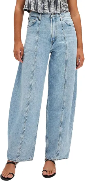 Baggy Jeans for Woman High Waisted Distressed Stretchy Fit Splicing ​​Wide Leg Denim Pants