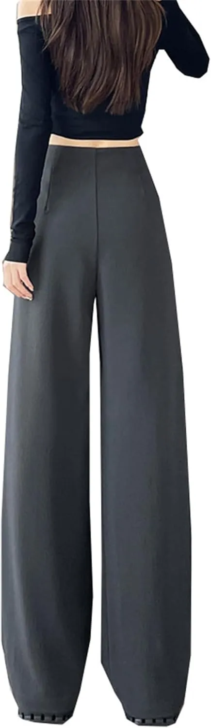 Betusline Women's Textured Dress Pants with Belt