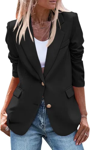 Blazers for Women Bussiness Casual Long Sleeve Open Front Blazer Work Office Dressy Suit Jackets with Pockets