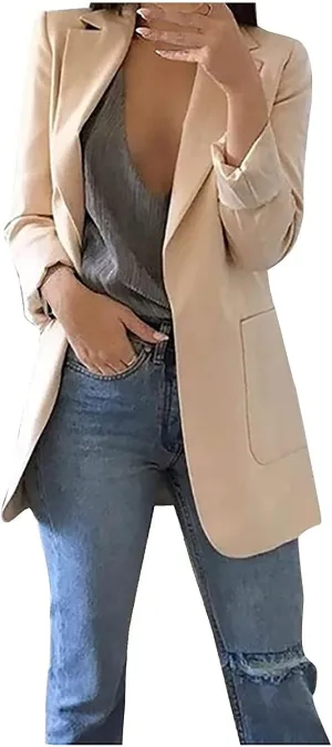 Blazers for Women Long Sleeve Casual Business Suit Jacket Plaid Coat Dressy Jacket Plus Work Office Blazer Outerwear