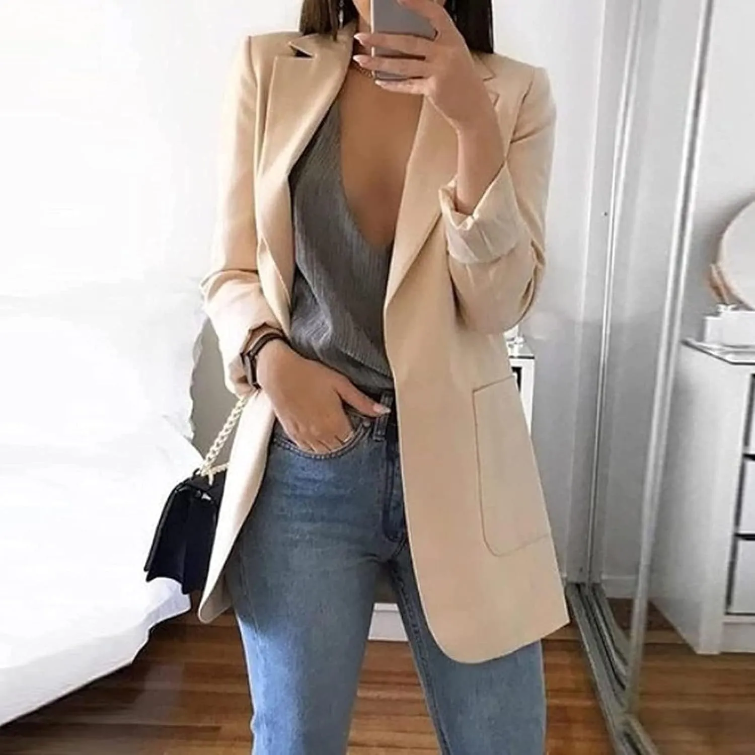 Blazers for Women Long Sleeve Casual Business Suit Jacket Plaid Coat Dressy Jacket Plus Work Office Blazer Outerwear