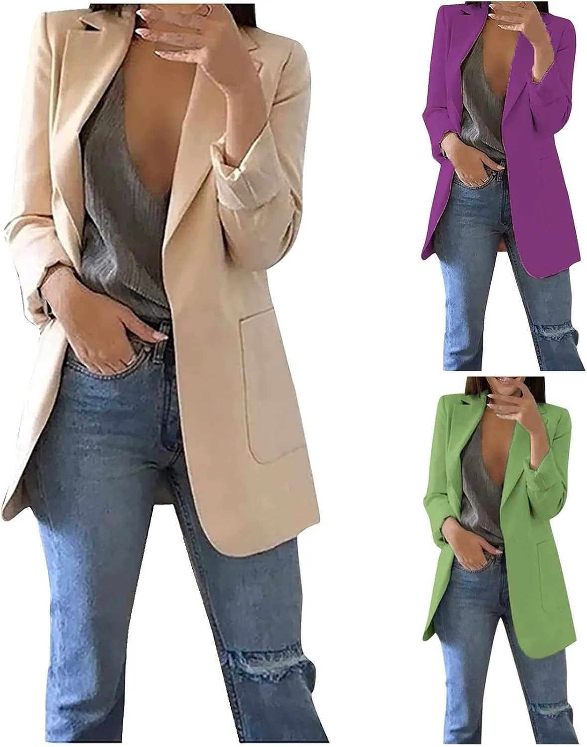 Blazers for Women Long Sleeve Casual Business Suit Jacket Plaid Coat Dressy Jacket Plus Work Office Blazer Outerwear