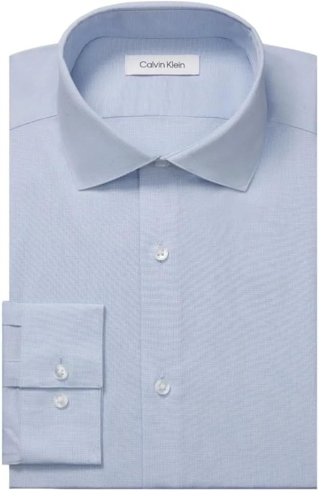 Calvin Klein Men's Dress Shirt Non Iron Stretch Slim Fit Check