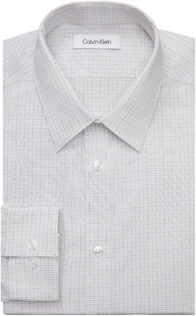 Calvin Klein Men's Dress Shirt Non Iron Stretch Slim Fit Check