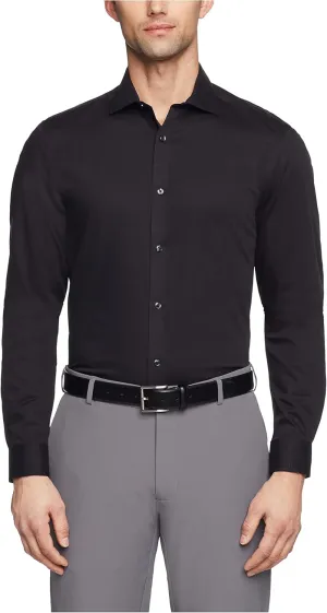 Calvin Klein Men's Dress Shirt Slim Fit Non Iron Herringbone Spread Collar
