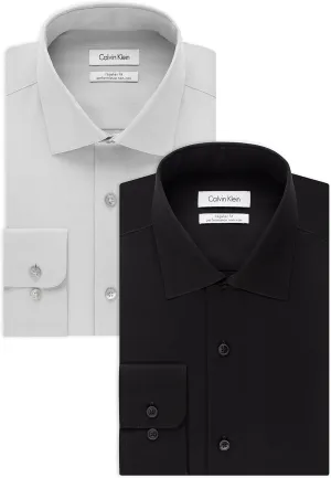 Calvin Klein Men's Dress Shirt Slim Fit Non-iron Herringbone