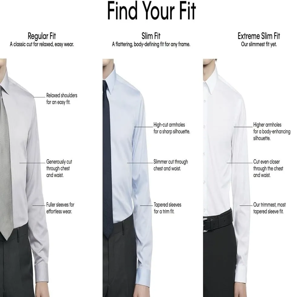 Calvin Klein Men's Non Iron Slim Fit Herringbone French Cuff Dress Shirt