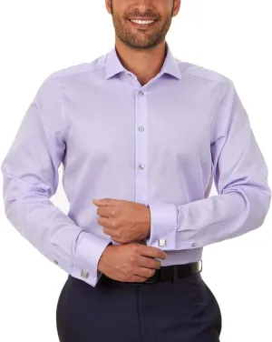 Calvin Klein Men's Non Iron Slim Fit Herringbone French Cuff Dress Shirt