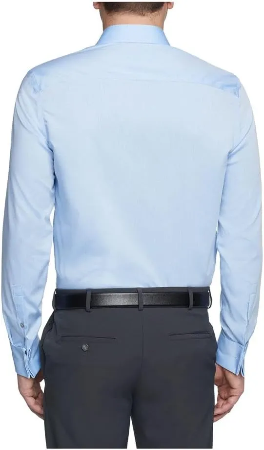 Calvin Klein Men's Non Iron Slim Fit Herringbone French Cuff Dress Shirt