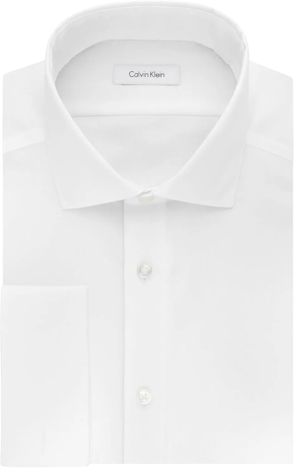 Calvin Klein Men's Non Iron Slim Fit Herringbone French Cuff Dress Shirt