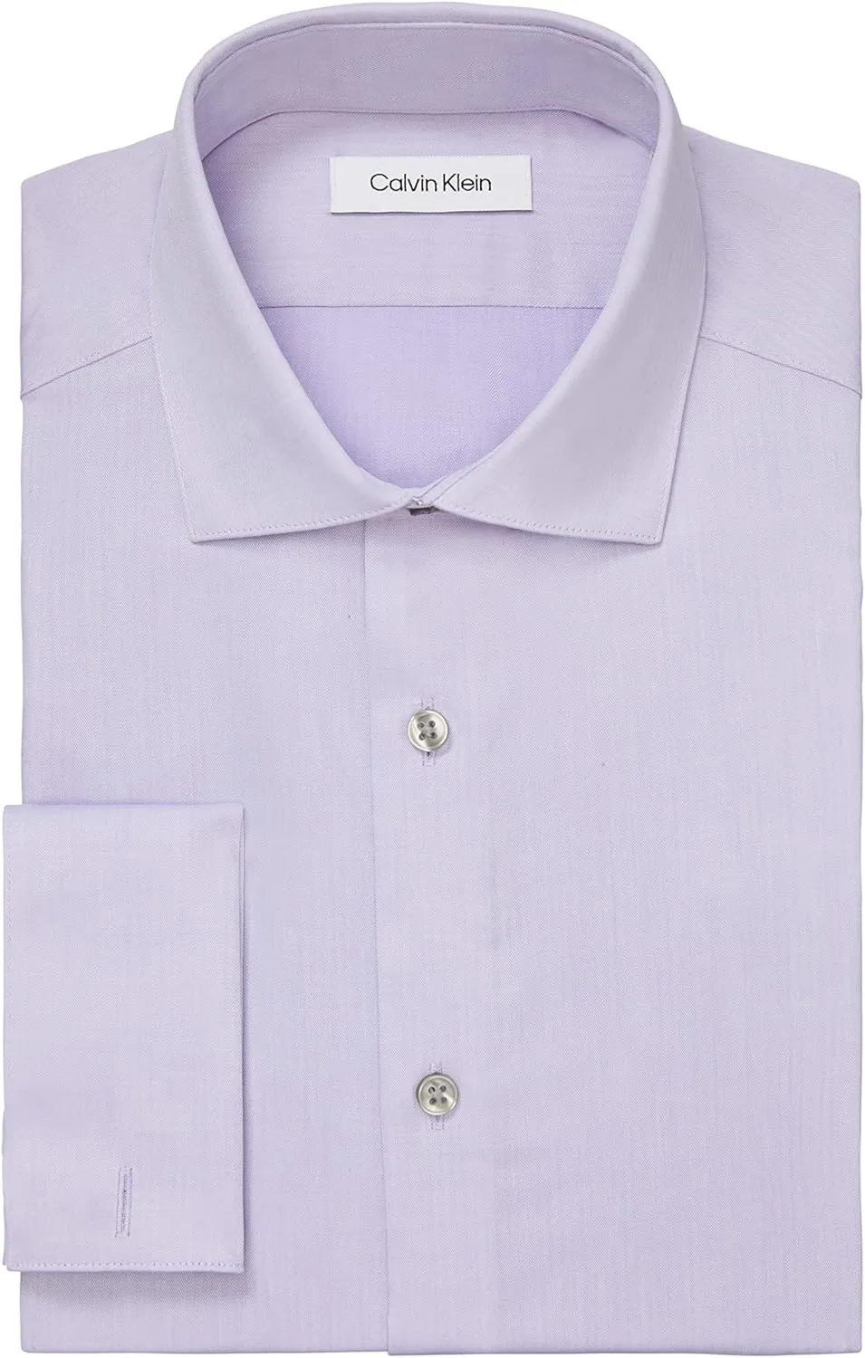 Calvin Klein Men's Non Iron Slim Fit Herringbone French Cuff Dress Shirt