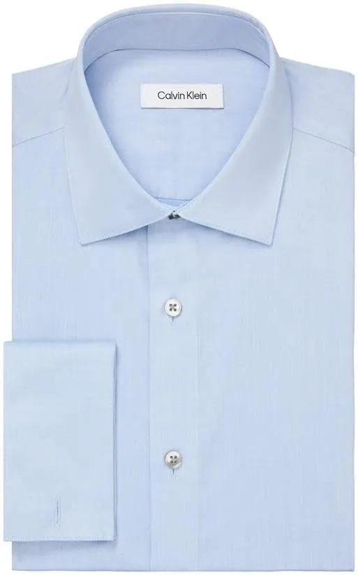 Calvin Klein Men's Non Iron Slim Fit Herringbone French Cuff Dress Shirt