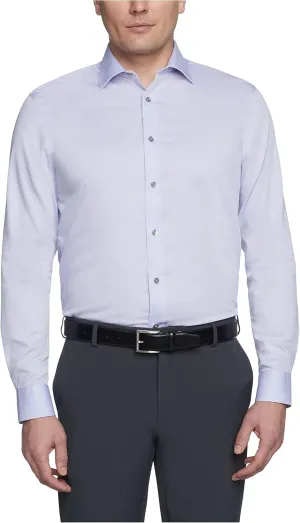 Calvin Klein Men's Regular Fit Non Iron Herringbone Spread Collar Dress Shirt