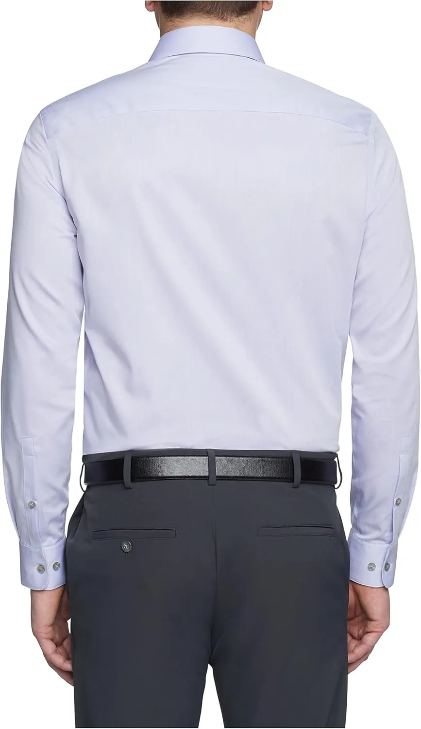 Calvin Klein Men's Regular Fit Non Iron Herringbone Spread Collar Dress Shirt