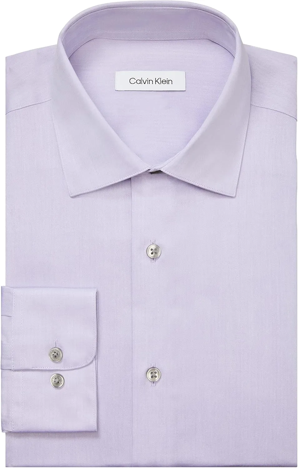 Calvin Klein Men's Regular Fit Non Iron Herringbone Spread Collar Dress Shirt