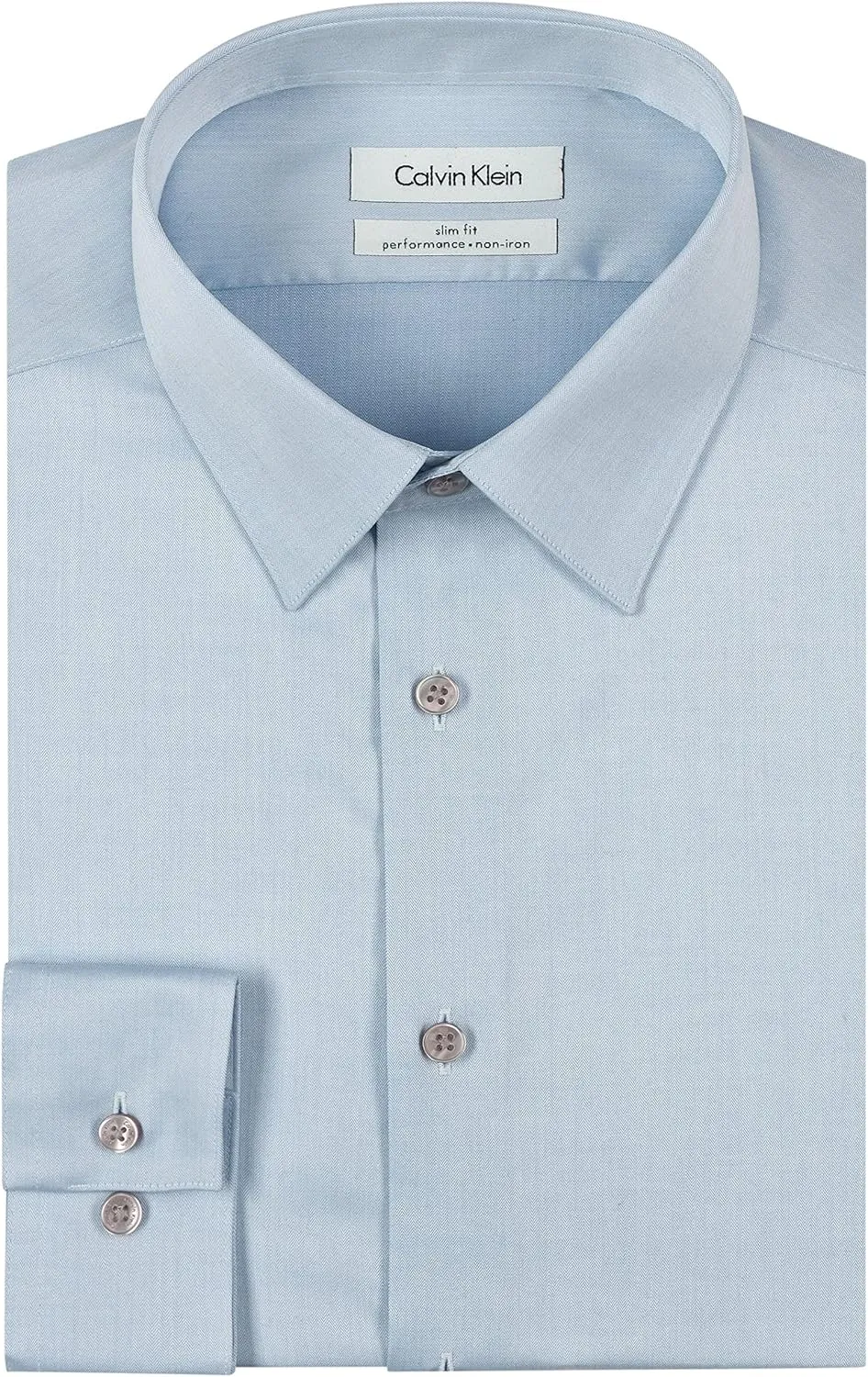 Calvin Klein Men's Slim Fit Non-Iron Herringbone Dress Shirt