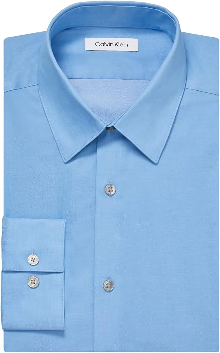Calvin Klein Men's Slim Fit Non-Iron Herringbone Dress Shirt
