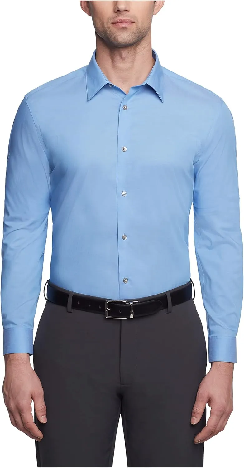 Calvin Klein Men's Slim Fit Non-Iron Herringbone Dress Shirt