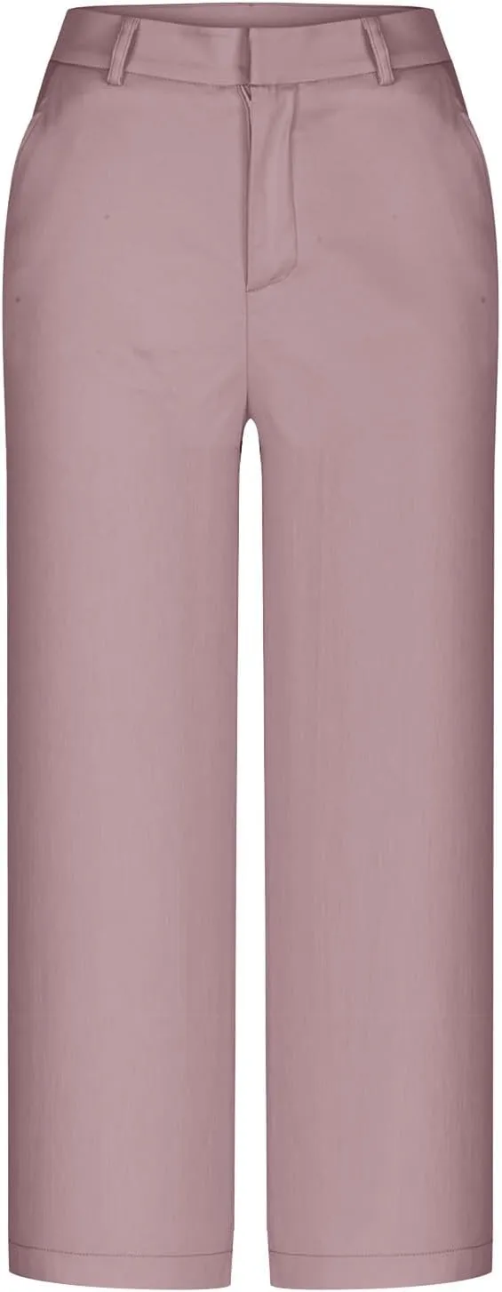 Capri Pants for Women Wide Leg Loose Capris Dressy Summer Dress Cropped Pants Business Casual Work Capris with Pockets