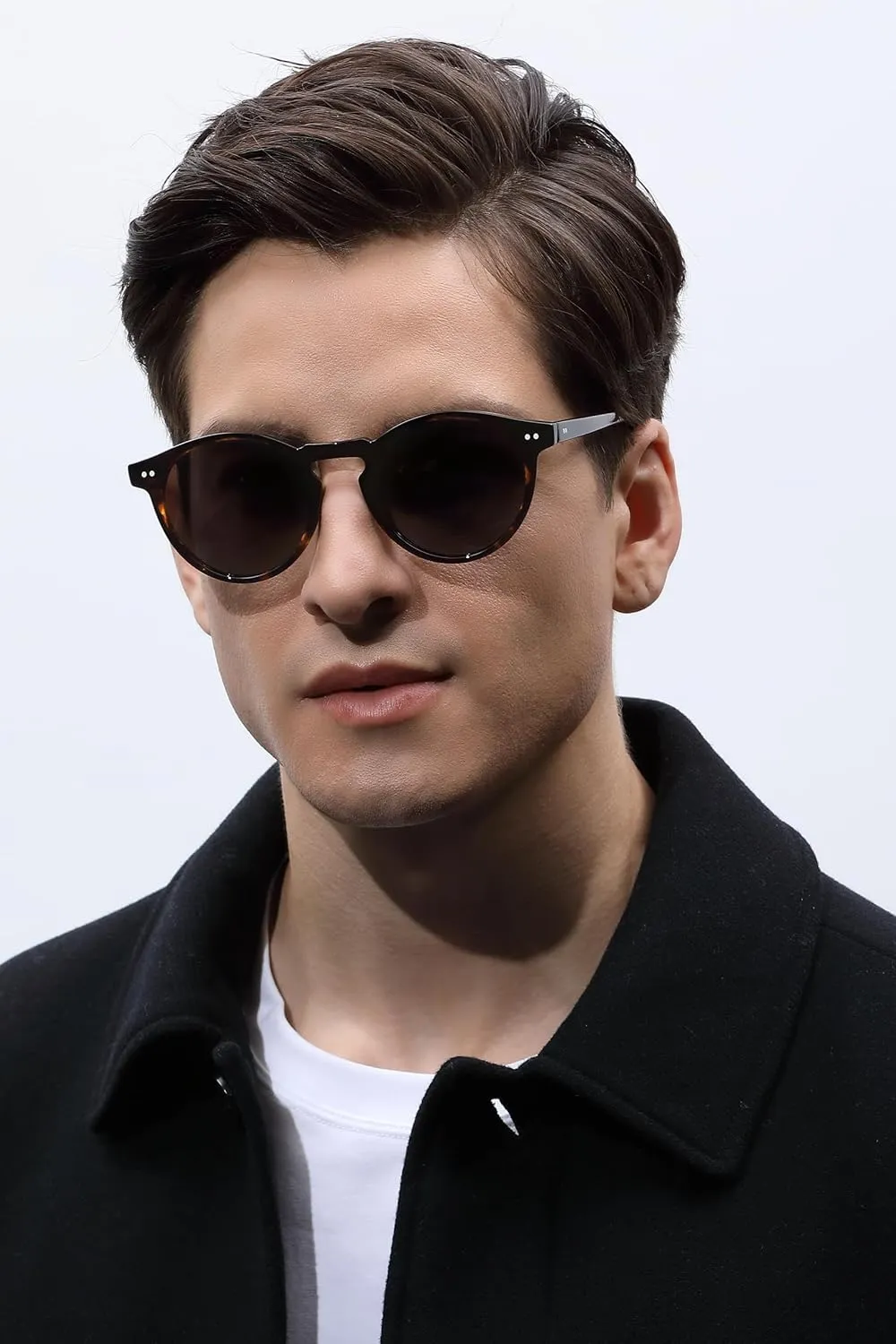 CARFIA Acetate Vintage Round Polarized Sunglasses for Men UV400 Lenses Hand-crafted Frame