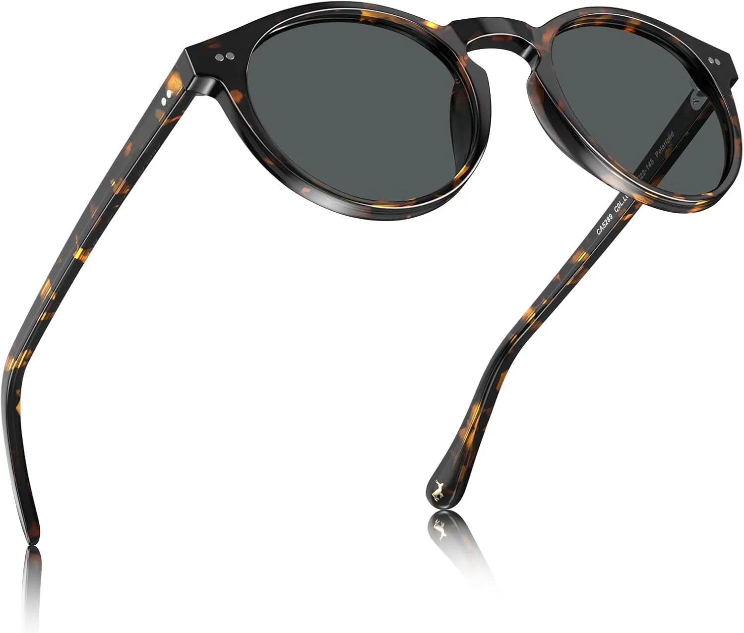 CARFIA Acetate Vintage Round Polarized Sunglasses for Men UV400 Lenses Hand-crafted Frame
