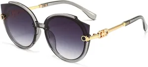 CGZWFERA-Vintage Cat Eye Round Sunglasses Women's Version Metal Rimless Gradient Sun Glasses Shades UV400