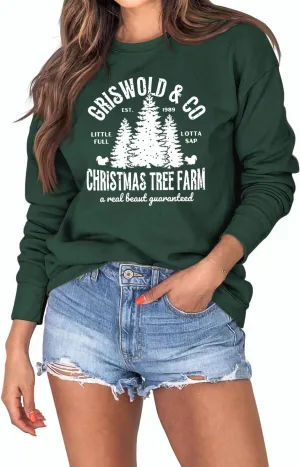 Christmas Sweatshirts for Women Merry Christmas Tree Santa Claus Letter Printed Shirts Xmas Pullover Tops