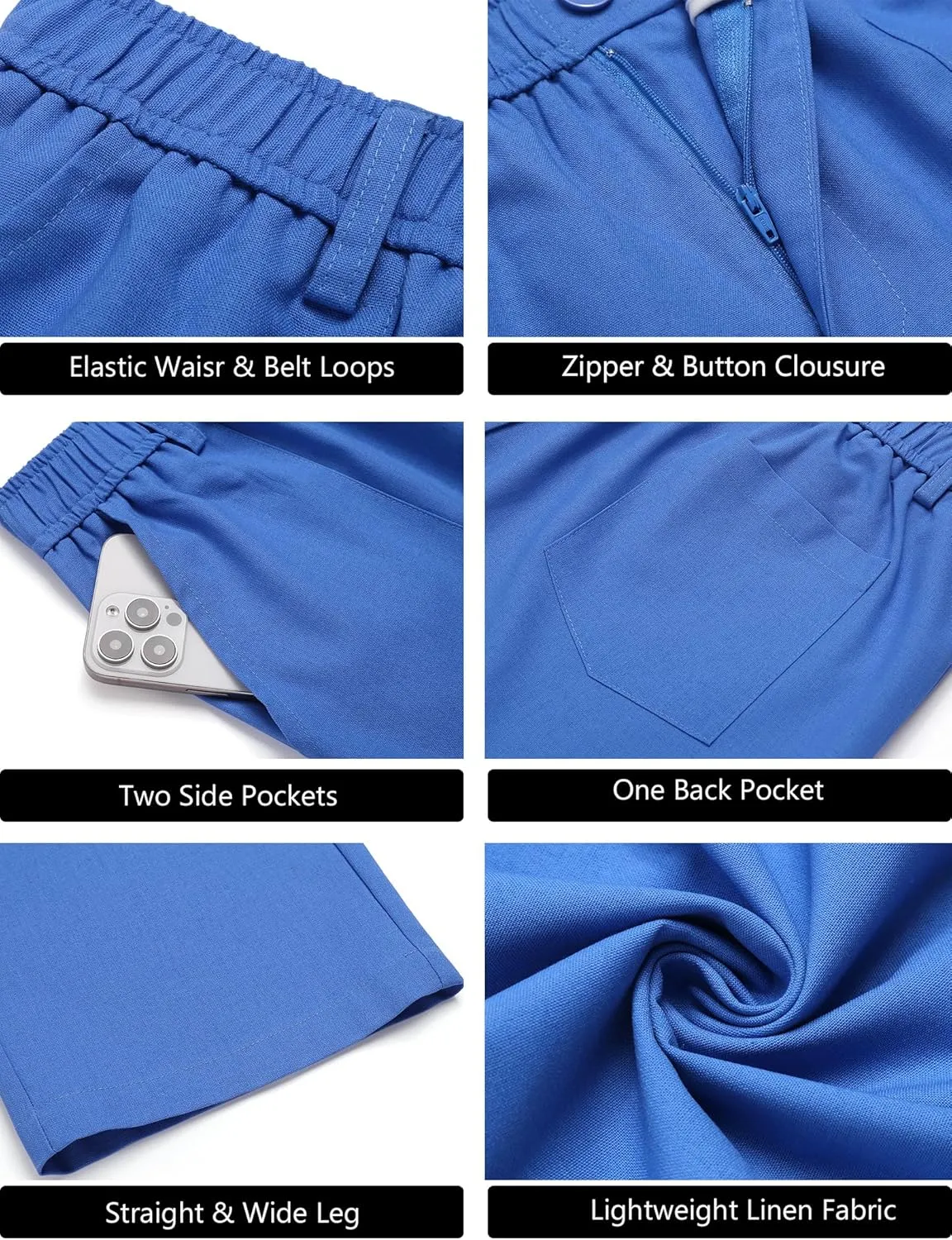 COOFANDY Men's Casual Linen Cotton Pants Elastic Waist Summer Beach Trousers Lightweight Yoga Vacation Pants