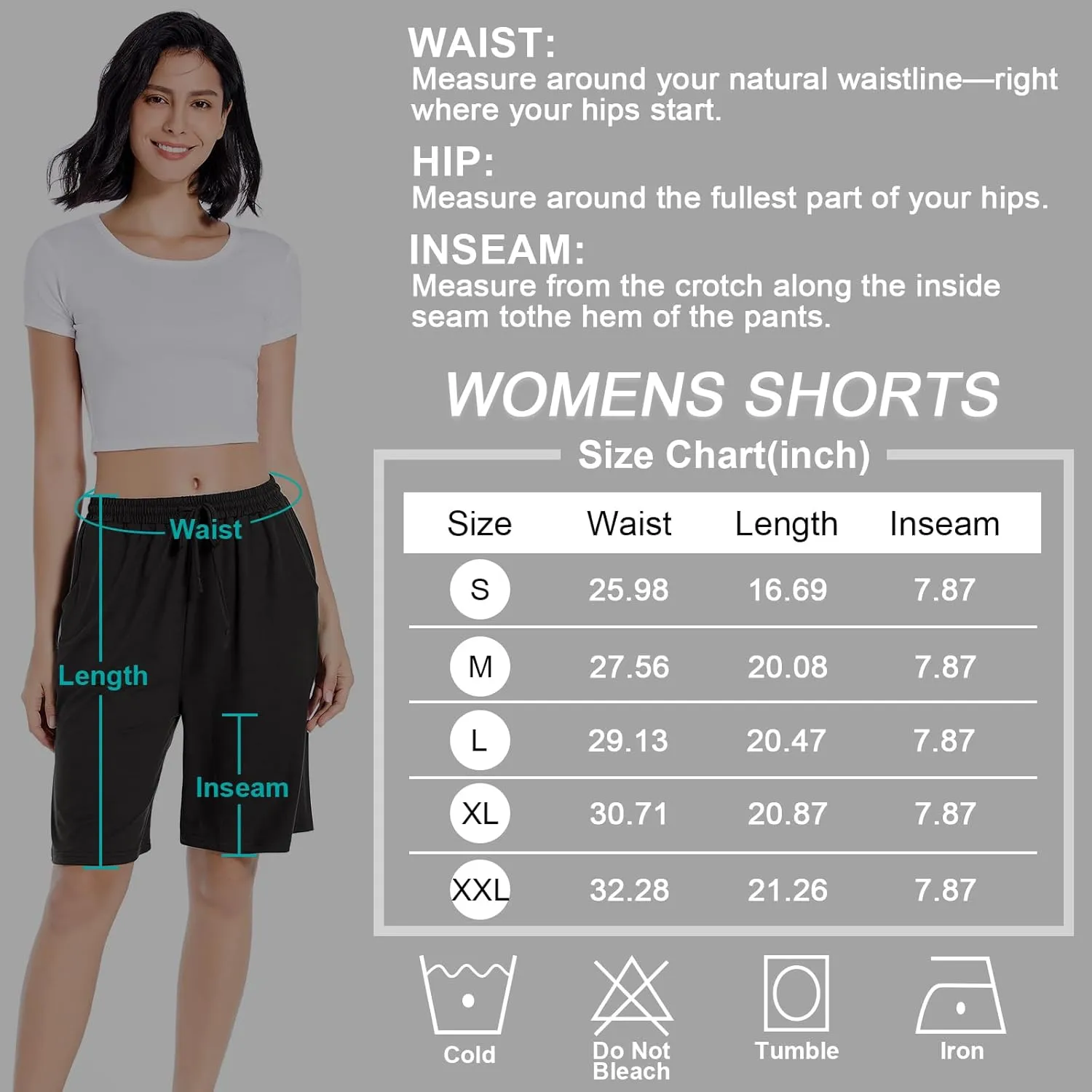 CULAYII Women's High Waisted Basketball Shorts Long Bermuda Gym Yoga Shorts with Pockets Athletic Knee Length Running Shorts