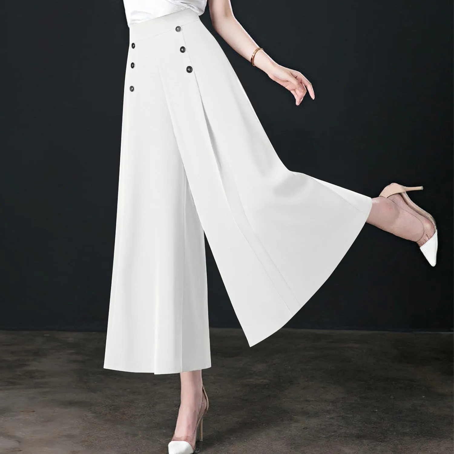 Culottes for Women Summer Dress Pants 2024 Work High Waist Business Casual Wide Leg Long Palazzo Pants Regular Size