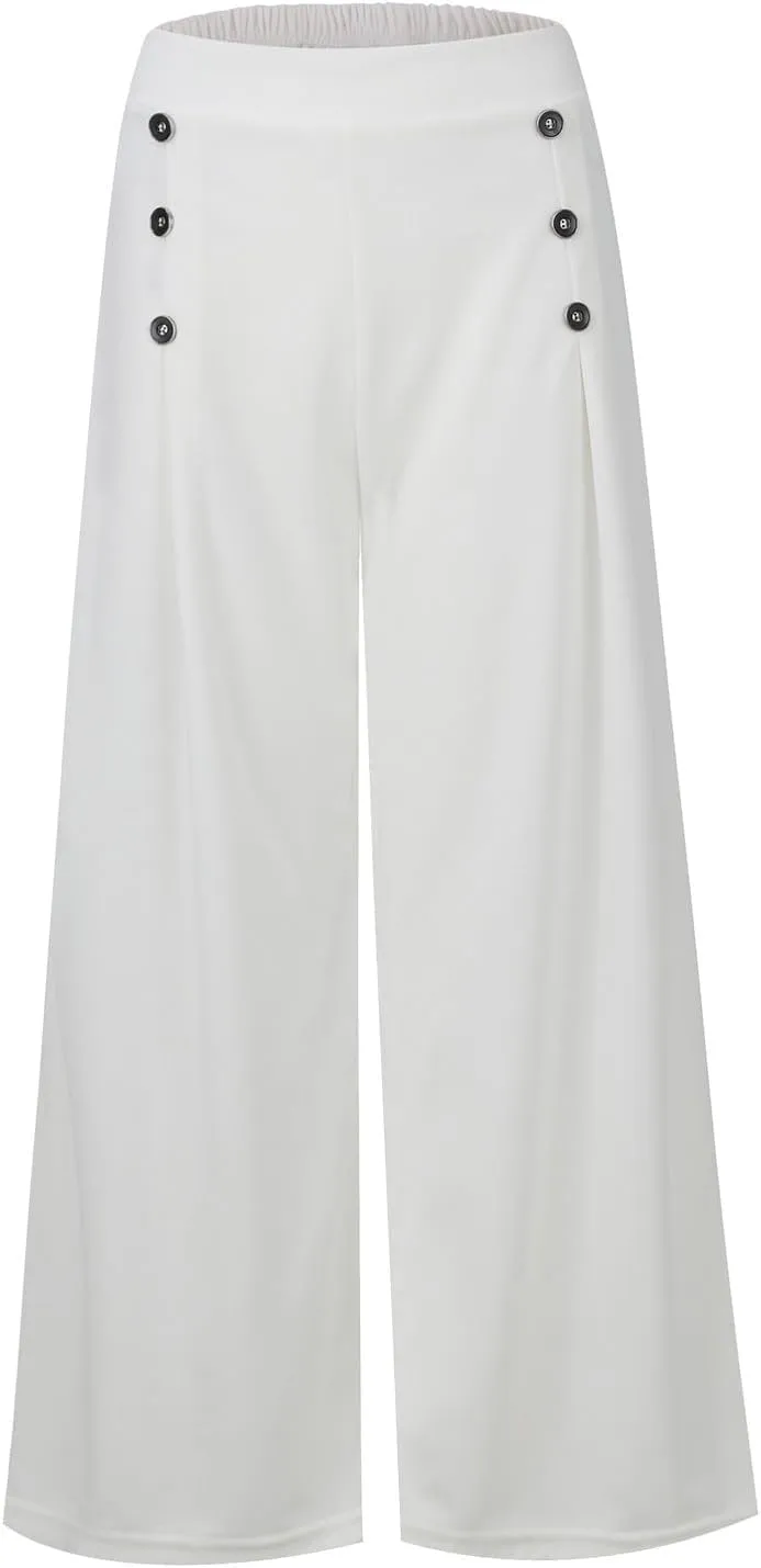 Culottes for Women Summer Dress Pants 2024 Work High Waist Business Casual Wide Leg Long Palazzo Pants Regular Size
