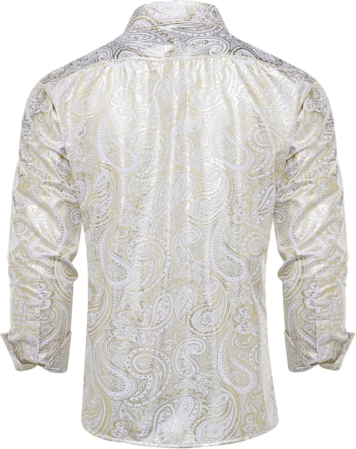 DiBanGu Men's Shiny Dress Shirt Luxury Paisley Printed Shirt Long Sleeve Button Down Shirts for Party Prom