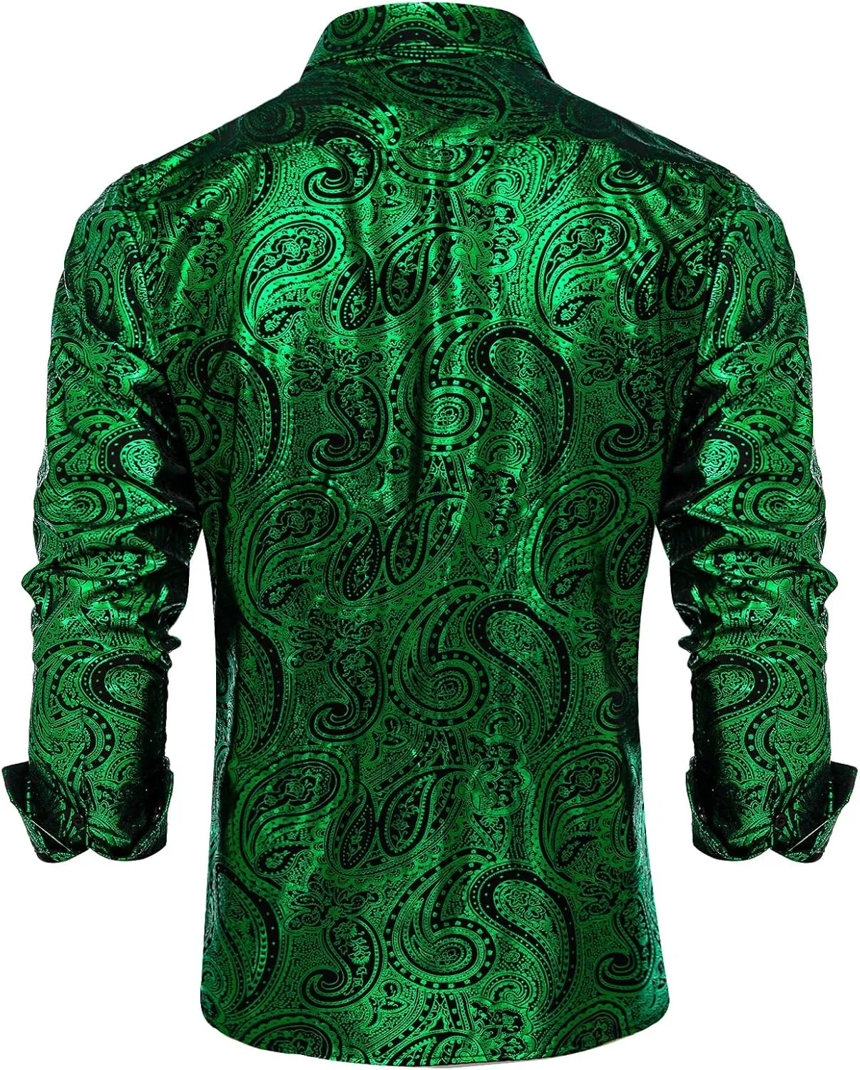 DiBanGu Men's Shiny Dress Shirt Luxury Paisley Printed Shirt Long Sleeve Button Down Shirts for Party Prom