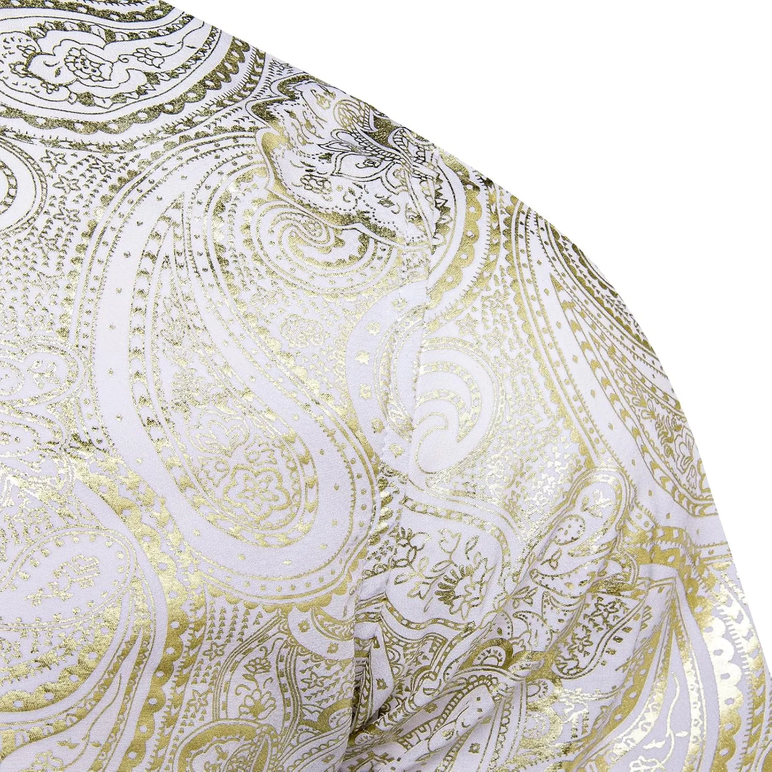 DiBanGu Men's Shiny Dress Shirt Luxury Paisley Printed Shirt Long Sleeve Button Down Shirts for Party Prom