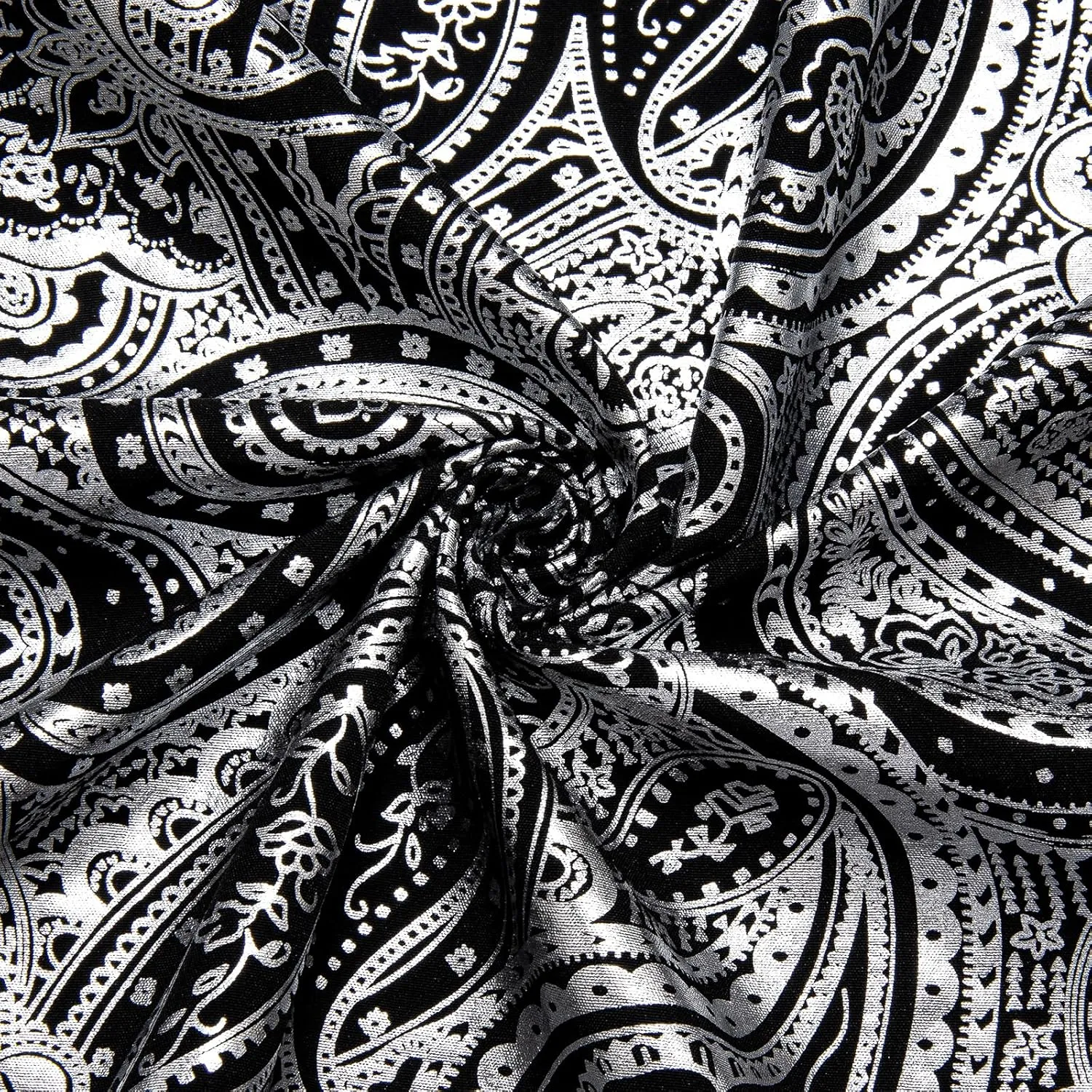 DiBanGu Men's Shiny Dress Shirt Luxury Paisley Printed Shirt Long Sleeve Button Down Shirts for Party Prom